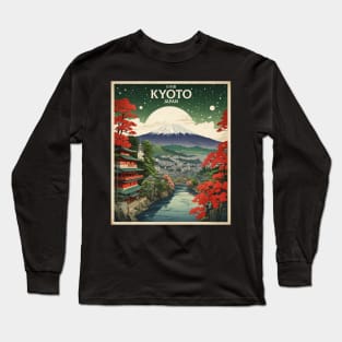 Kyoto Japan Starry Night Vintage Tourism Travel Long Sleeve T-Shirt